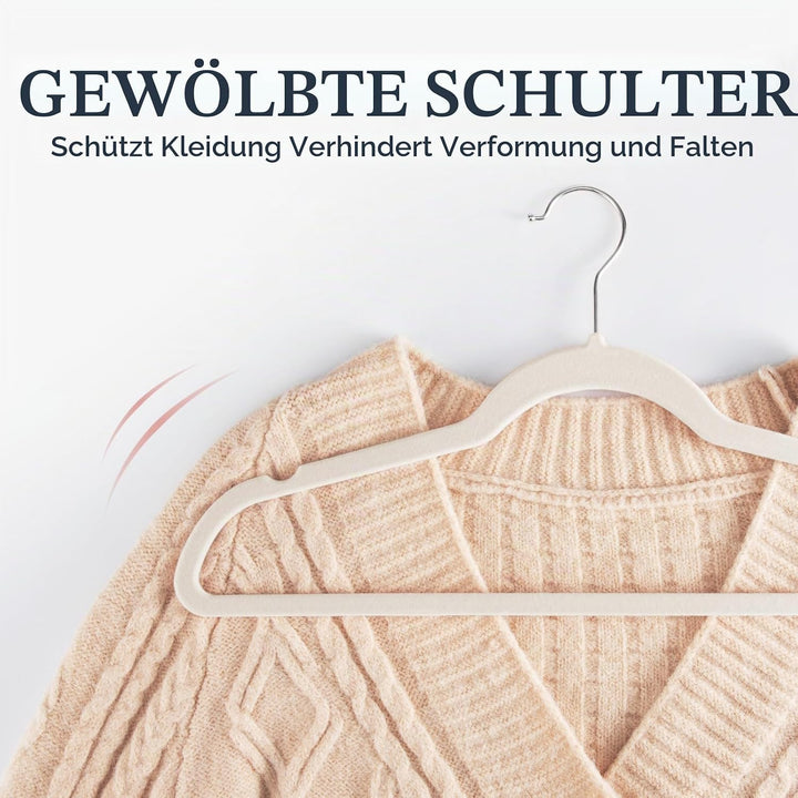 HOUSE DAY Kleiderbügel Samt 60 Stück, Kleiderbügel Platzsparend Filz Bügel | Rutschfester, Premium A
