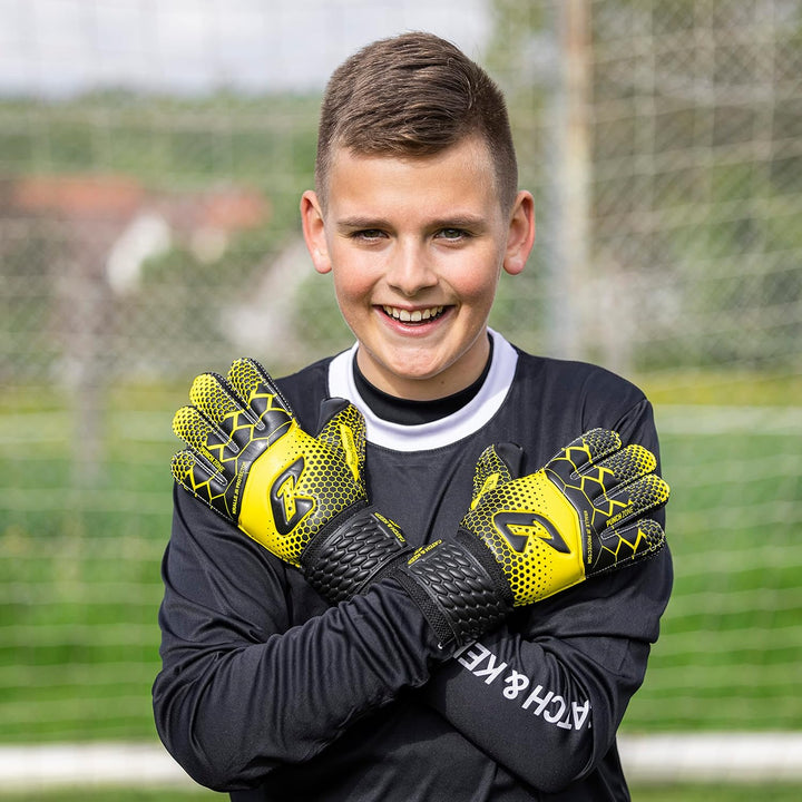 CATCH & KEEP® Protector – Fingerschutz Kinder Torwarthandschuhe - Premium Torhüterhandschuhe für Kin