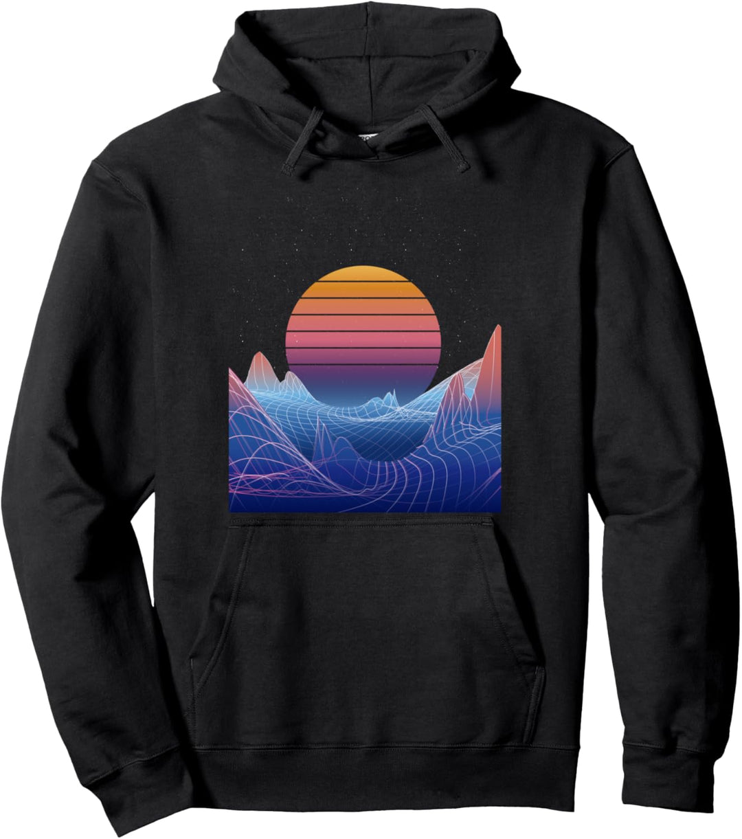 Synthwave Sonnenuntergang Sonnenlandschaft Pullover Hoodie