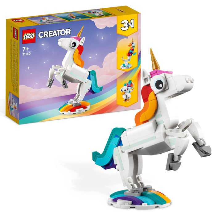 LEGO Creator 3-in-1 Magisches Einhorn - Spielzeug mit Minifiguren - Tierfigur verwandelt Sich in EIN