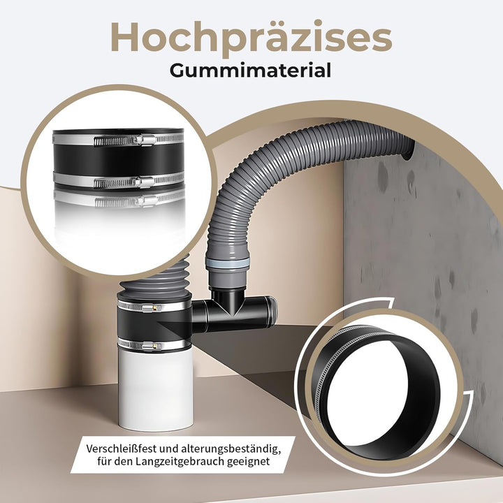 150 mm Flexible Gummimuffe Gummikupplung mit Zwei Edelstahlschellen, Flexible Geräuschmindernde Mans