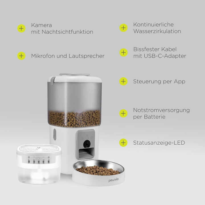 Feast Automatischer Futterautomat Katze mit App und Kamera, Live-Video mit Nachtsicht und Zwei-Wege-