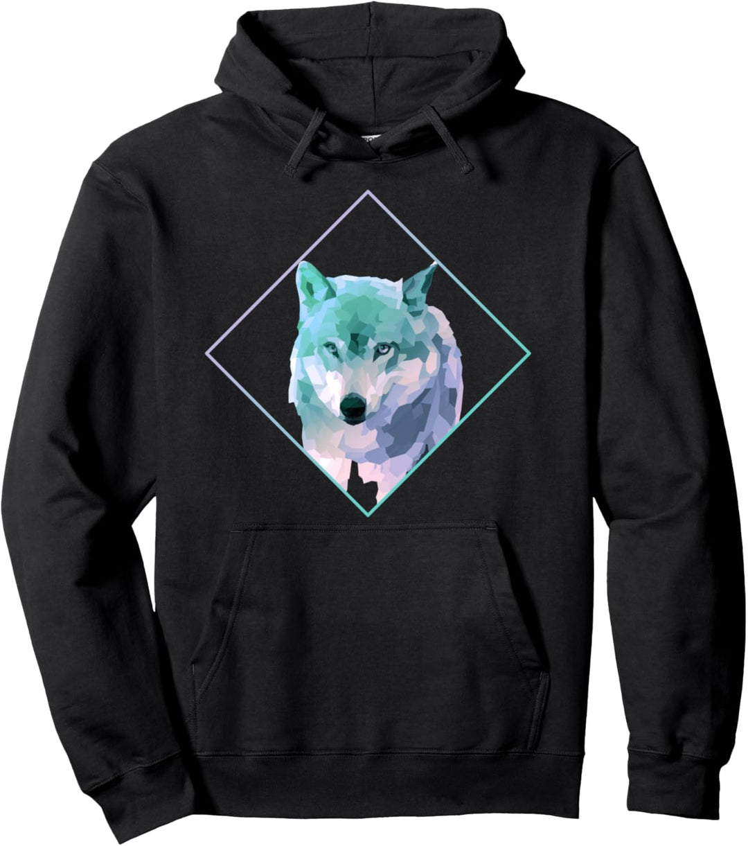 Wolfmotiv für Herren Kinder Damen Tiermotiv Wolf Tiergesicht Pullover Hoodie