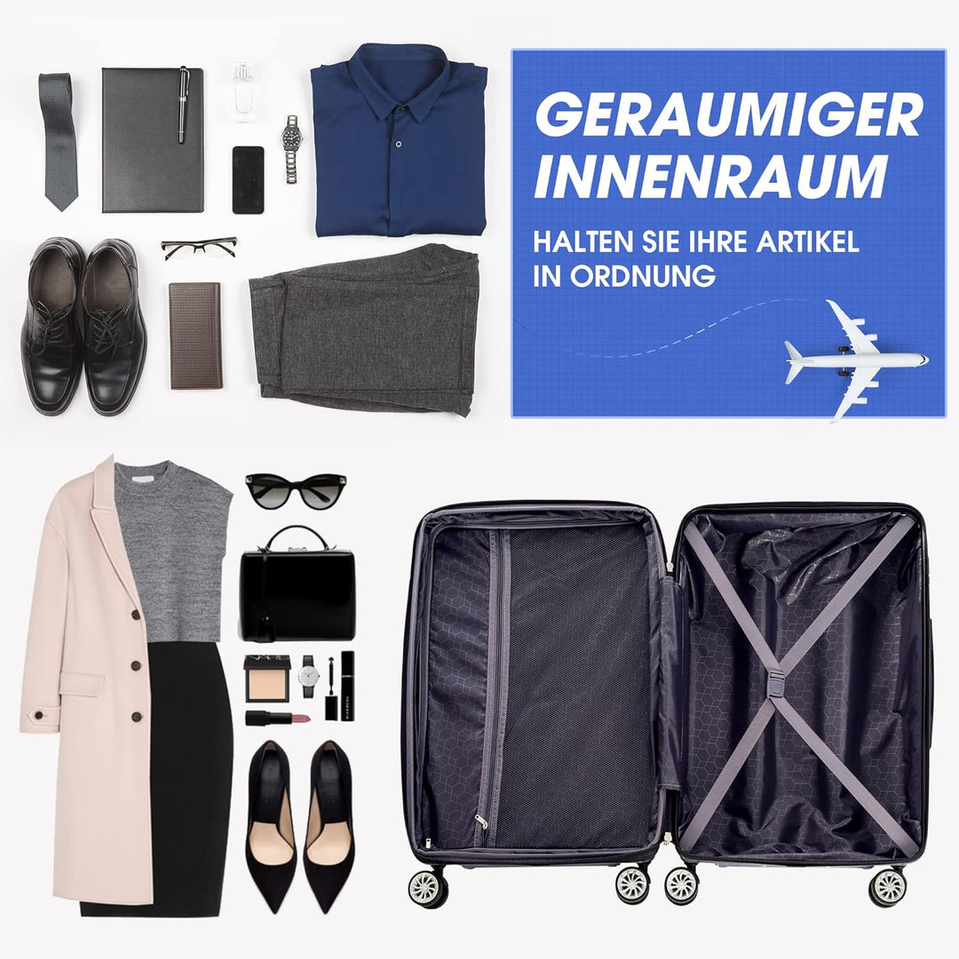 Merax Hartschalenkofferset Hartschalenkoffer Reisekoffer Set, Trolley Koffer mit TSA-Schloss und Uni