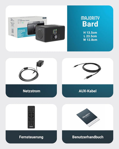 Bluetooth Internetradio mit DAB+ | 100 Watt 2.1-Lautsprecher mit Integriertem Subwoofer Küchenradio