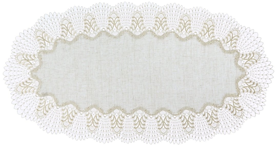 Plauener Spitze by Modespitze 4048L_14_5090 Tischdecke Oslo L, Gre 50 x 90 cm, oval 50 cm x 90 cm ov