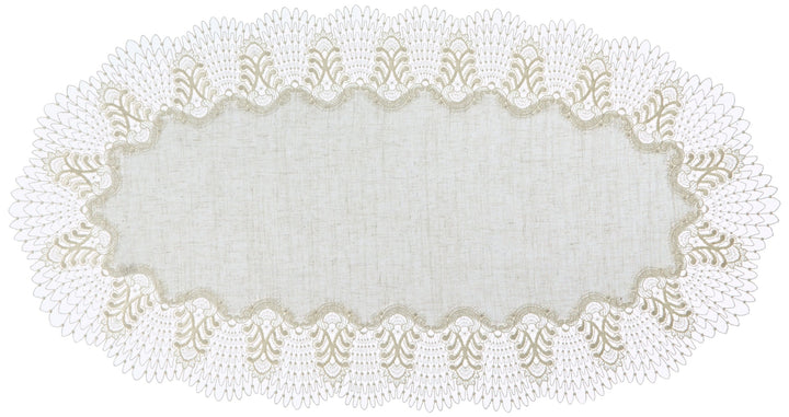 Plauener Spitze by Modespitze 4048L_14_5090 Tischdecke Oslo L, Gre 50 x 90 cm, oval 50 cm x 90 cm ov
