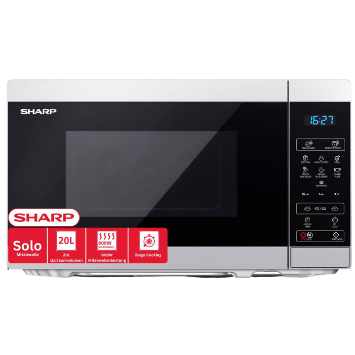 SHARP MS02ES Mikrowelle (Mikrowelle: 800W, 11 Leistungsstufen, Auftaufunktion, Abmessungen: 440x258x