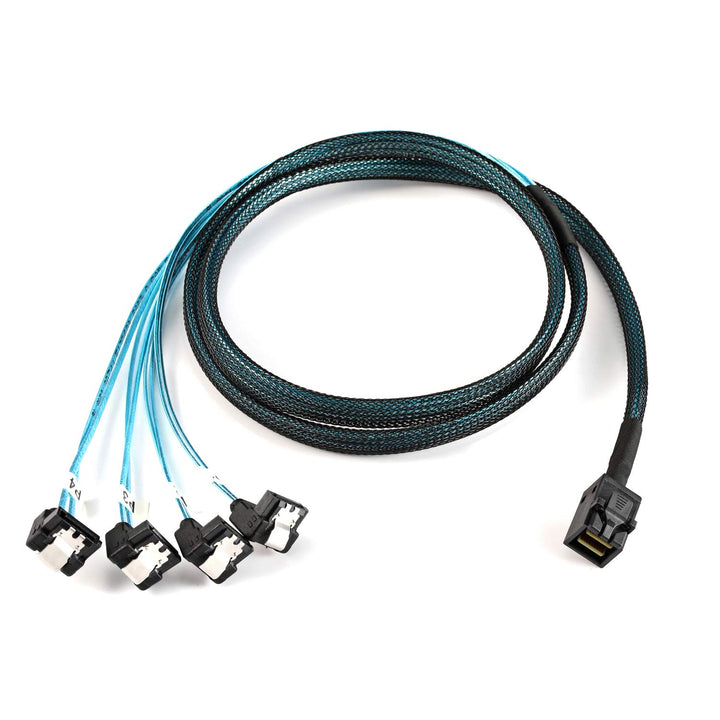 YIWENTEC Interne HD Mini SAS (SFF-8643 Host) auf 90 Grad 4 SATA (Target) Festplattenkabel (8643 SATA