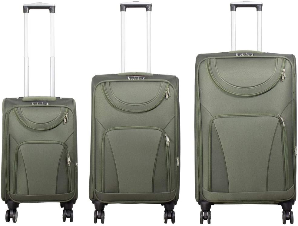 Trendyshop365 Weichgepäck Koffer-Set 3-teilig Maribor 4 Rollen Zahlenschloss Grün Kofferset 3 teilig