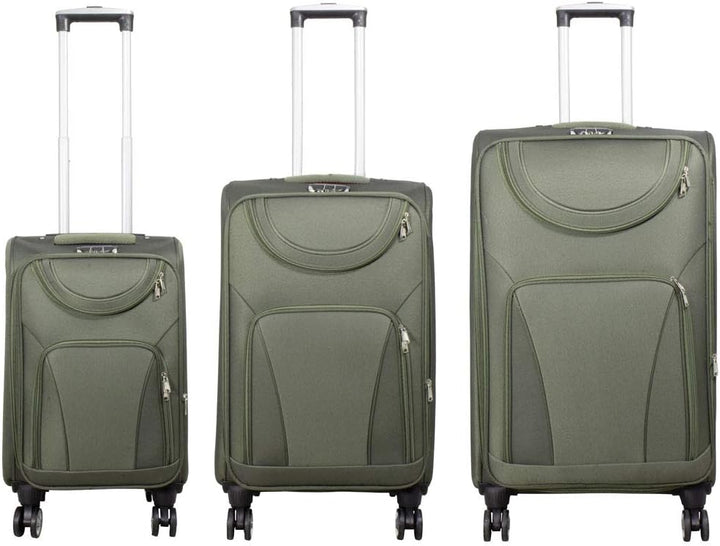 Trendyshop365 Weichgepäck Koffer-Set 3-teilig Maribor 4 Rollen Zahlenschloss Grün Kofferset 3 teilig