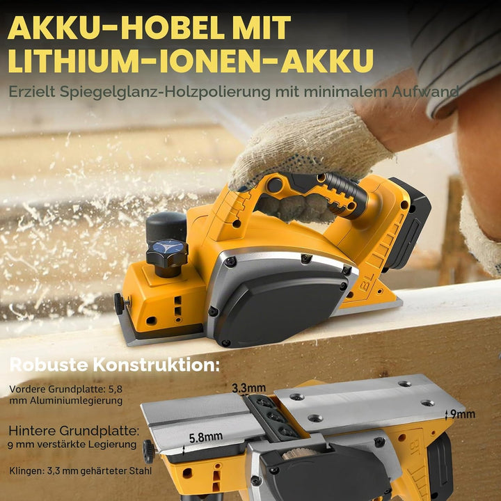 Kabelloser Handhobel für Dewalt 18-V-Akku, bürstenloser elektrischer Holzhobel mit 15.000 U/min, 82