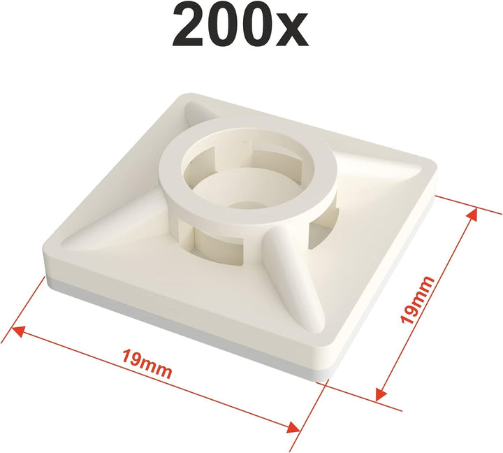 intervisio Klebesockel für Kabelbinder 19 mm x 19mm Montagesockel kabelbinderhalter Set Schraubsocke