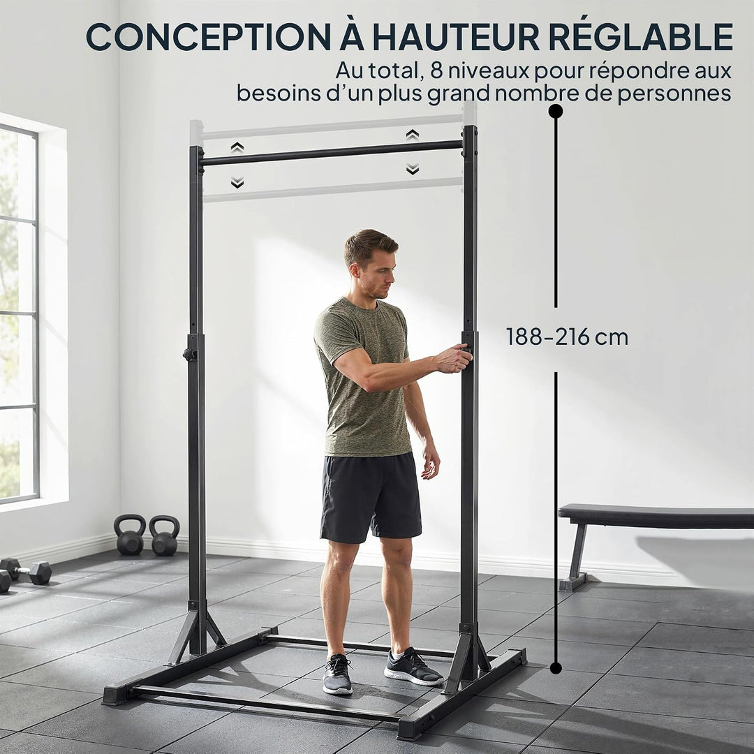 Soozier Tragbare Klimmzugstation 8-stufig verstellbar 440LBS Schwarz | Klimmzugstange, multifunktion