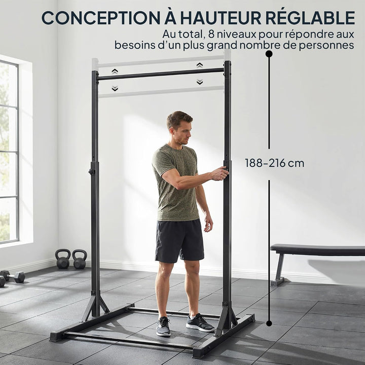 Soozier Tragbare Klimmzugstation 8-stufig verstellbar 440LBS Schwarz | Klimmzugstange, multifunktion