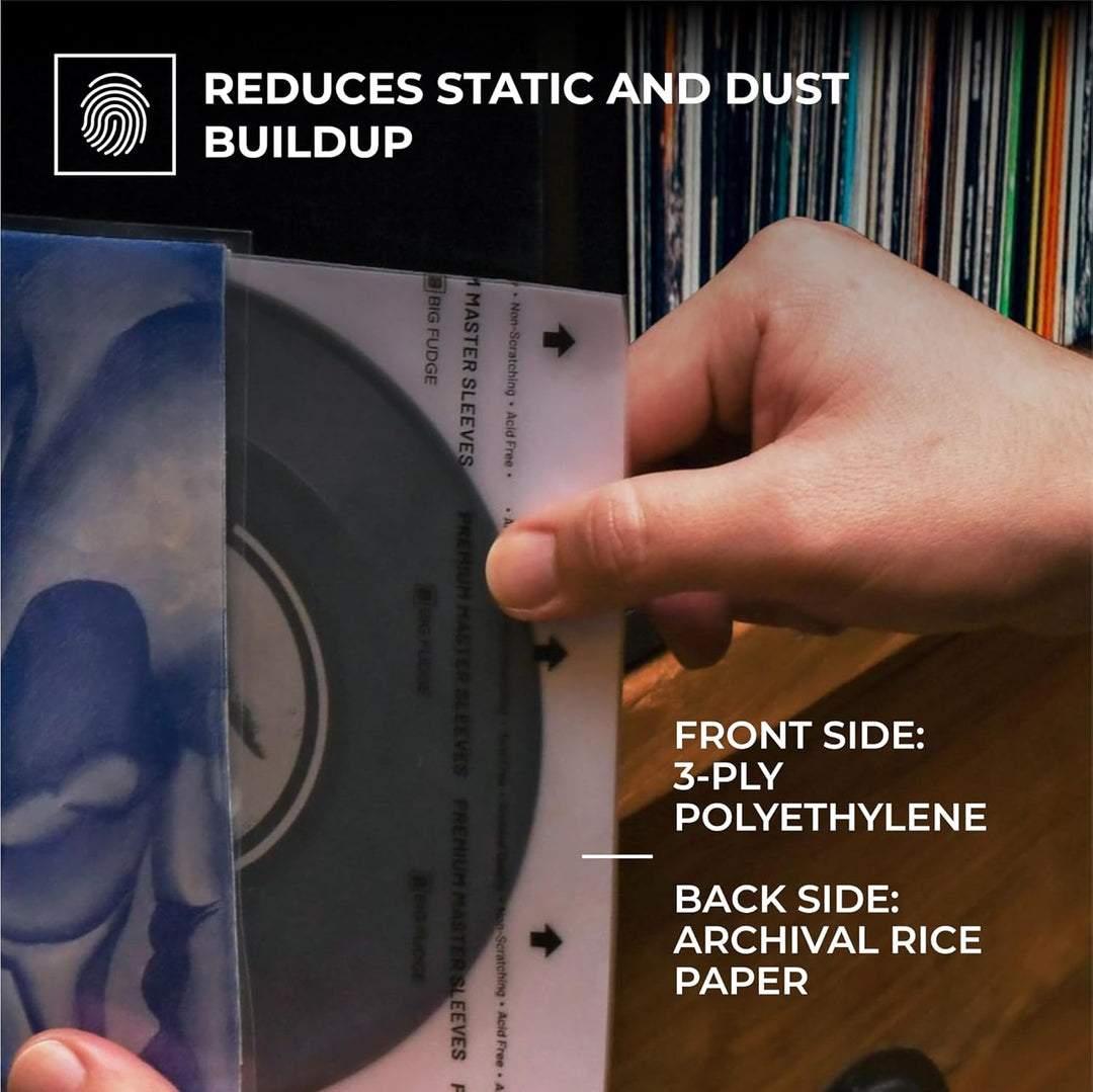 BIG FUDGE Premium Master Schallplatten Hüllen Innen - 7" x 100 STK - Archivhüllen Antistatisch aus R