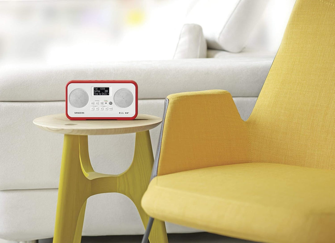 Sangean DPR-77 tragbares DAB+ Digitalradio (UKW-Tuner, Batterie/Netzbetrieb) weiss/rot, weiss/rot
