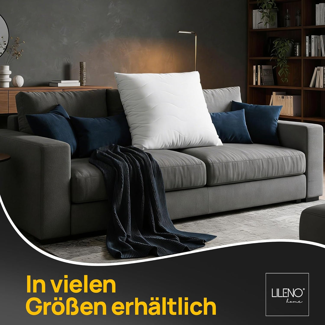LILENO HOME Kopfkissen 50x50 cm [2er Set] als Kissen-Füllung - Bett oder Deko Kissen mit Reissversch