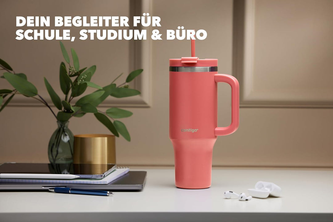 Contigo Streeterville Thermosflasche 1200 ml mit Henkel und Strohhalm | Isolierte Thermo-Trinkflasch