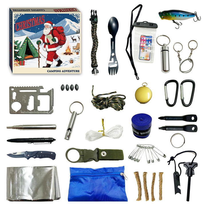 Survival Kit Adventskalender für Männer Erwachsene - 24 Tage Weihnachtskalender mit Survival Tools f