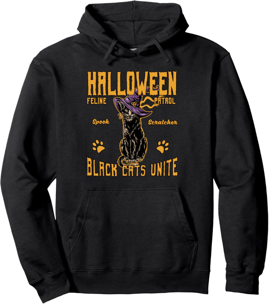Black Cats Unite Halloween Katzenpatrouille Lustig Gruselig Pullover Hoodie