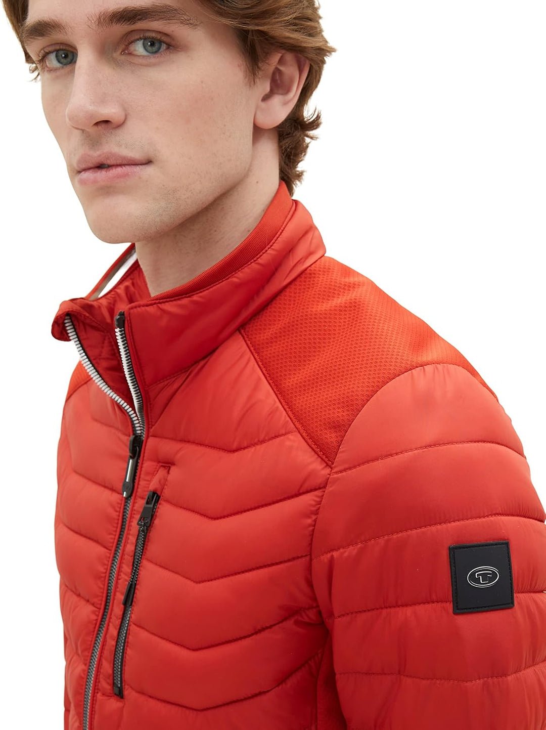 TOM TAILOR Herren 1038606 Hybrid Steppjacke mit Stehkragen (1er Pack) L 13722 - Rooibos Orange, L 13