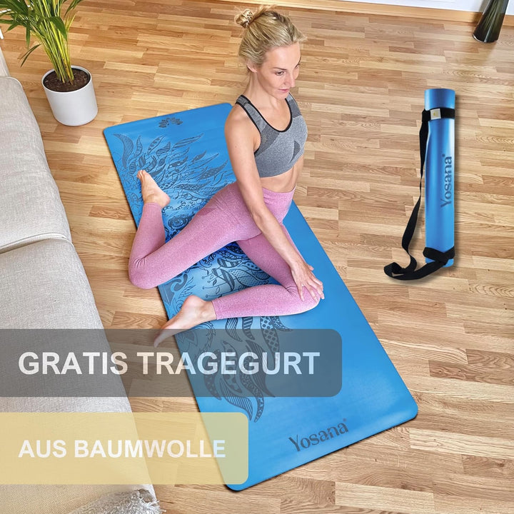 Yogamatte aus Naturkautschuk | extrem rutschfest | ULTRA GRIP Oberfläche aus ECO PU | extra breit 68