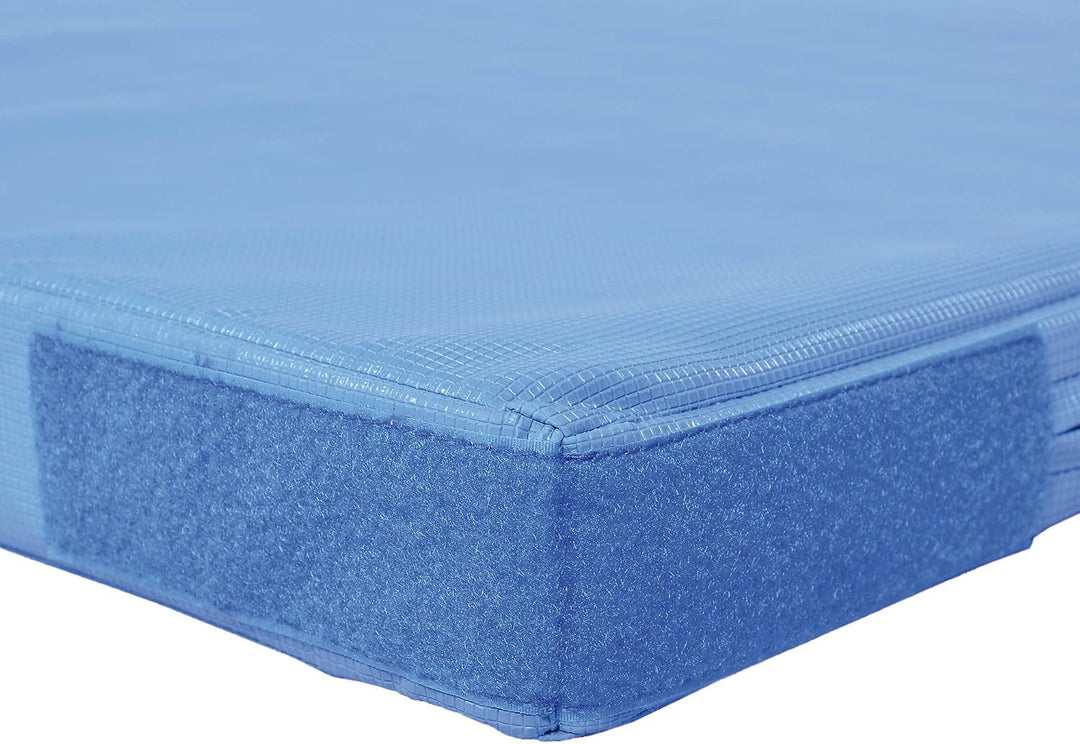 Grevinga® FUN - Turnmatte (VB 120) 200 x 100 x 6 cm Blau mit Klett- und Flauschecken, 200 x 100 x 6