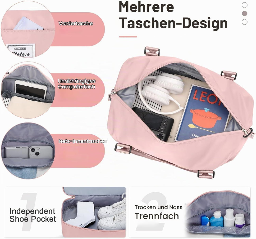 Gross Reisetasche Damen Handgepäck Tasche Sporttasche Weekender Bag Schwimmtasche Wasserdicht Travel