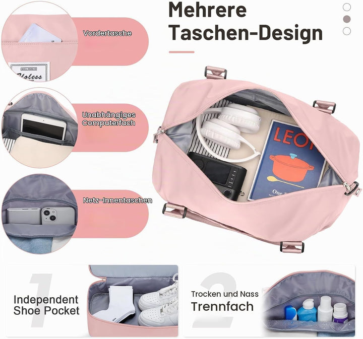 Gross Reisetasche Damen Handgepäck Tasche Sporttasche Weekender Bag Schwimmtasche Wasserdicht Travel