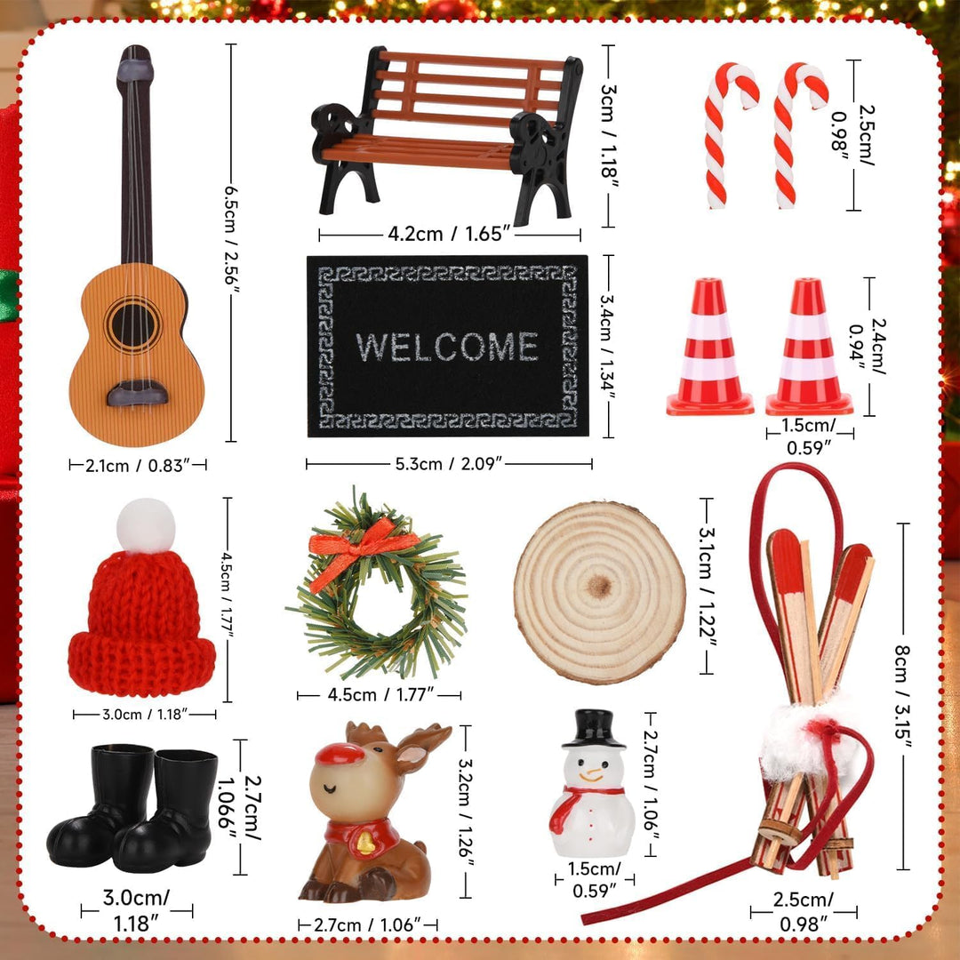 Orifinter Wichtel Zubehör, 37PCS Wichteltür Set, Wichtel Zubehör Weihnachten, Wichtel Baustelle, Wic