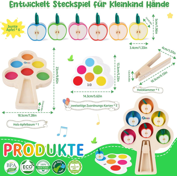 FCSONU Montessori Spielzeug ab 1 2 3 Jahre, Lernen Sortierspiel Feinmotorik | Kinder Farben Lernen M