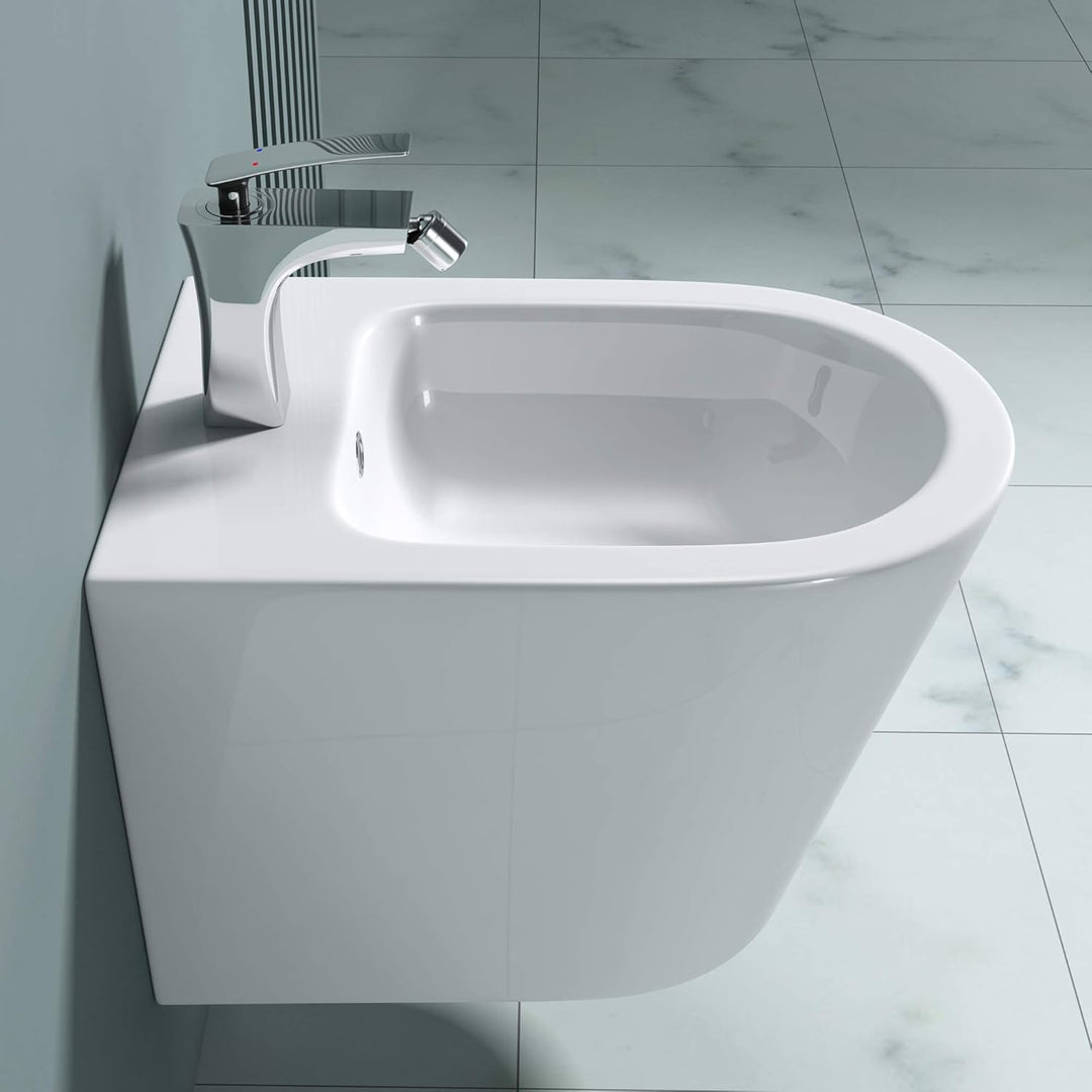 doporro WC-Bidet Düren108 Weiss 51,5x36x34,5cm aus Keramik Wand-Bidet mit Überlauf Weiss | Düren108,