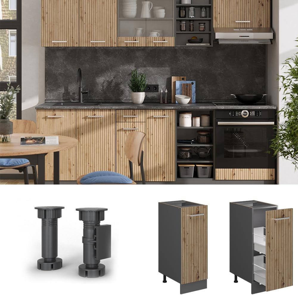 Vicco Apothekerschrank R-Line, Artisan-Eiche, 30 cm ohne Arbeitsplatte, zur freien Kombination inner