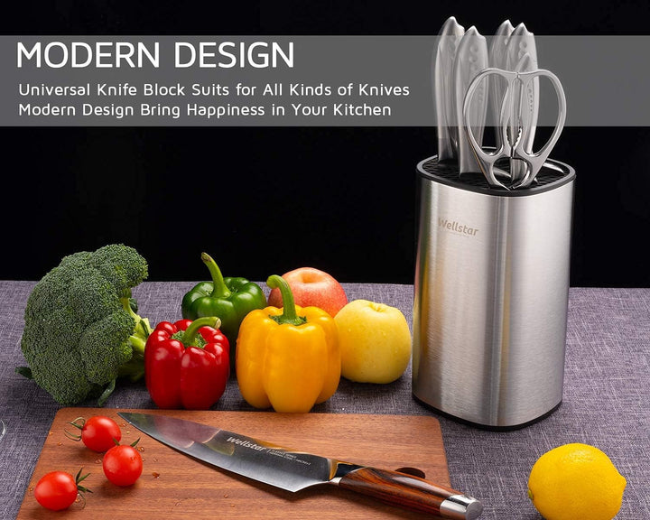 WELLSTAR Universal Messerblock ohne Messer,Messerhalter Unbestückt,Messerblock Edelstahl,Sicherer Pl