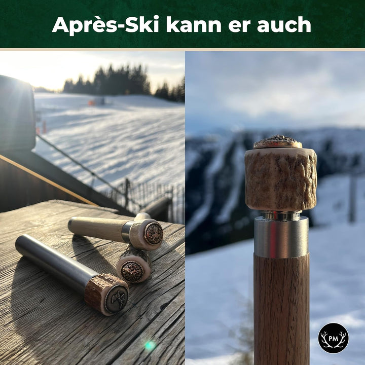 Flachmann mit echtem Hirschgeweih Deckel - 4cl Füllmenge, passt in Lederhose - Oktoberfest Gadget -