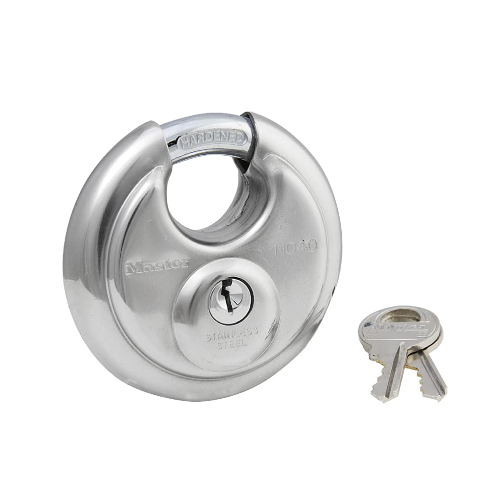 Master Lock 40KADPF Rundes Vorhängeschloss mit geschirmtem Bügel, Edelstahl