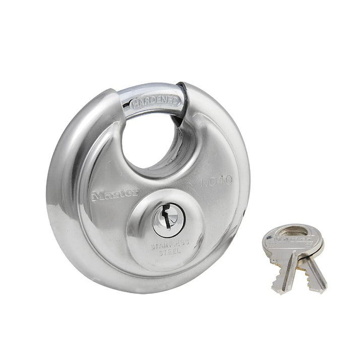 Master Lock 40KADPF Rundes Vorhängeschloss mit geschirmtem Bügel, Edelstahl