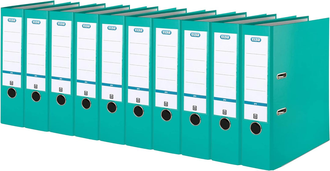 Elba Ordner A4, Smart Pro, 8 cm breit, Kunststoff aussen, mint, 10 Stück mint A4, breit, mint A4, br