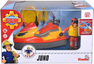 Simba 109251048 - Feuerwehrmann Sam Juno Jet Ski, mit Elvis Figur, Sitzfläche zum Aufklappen, schwim