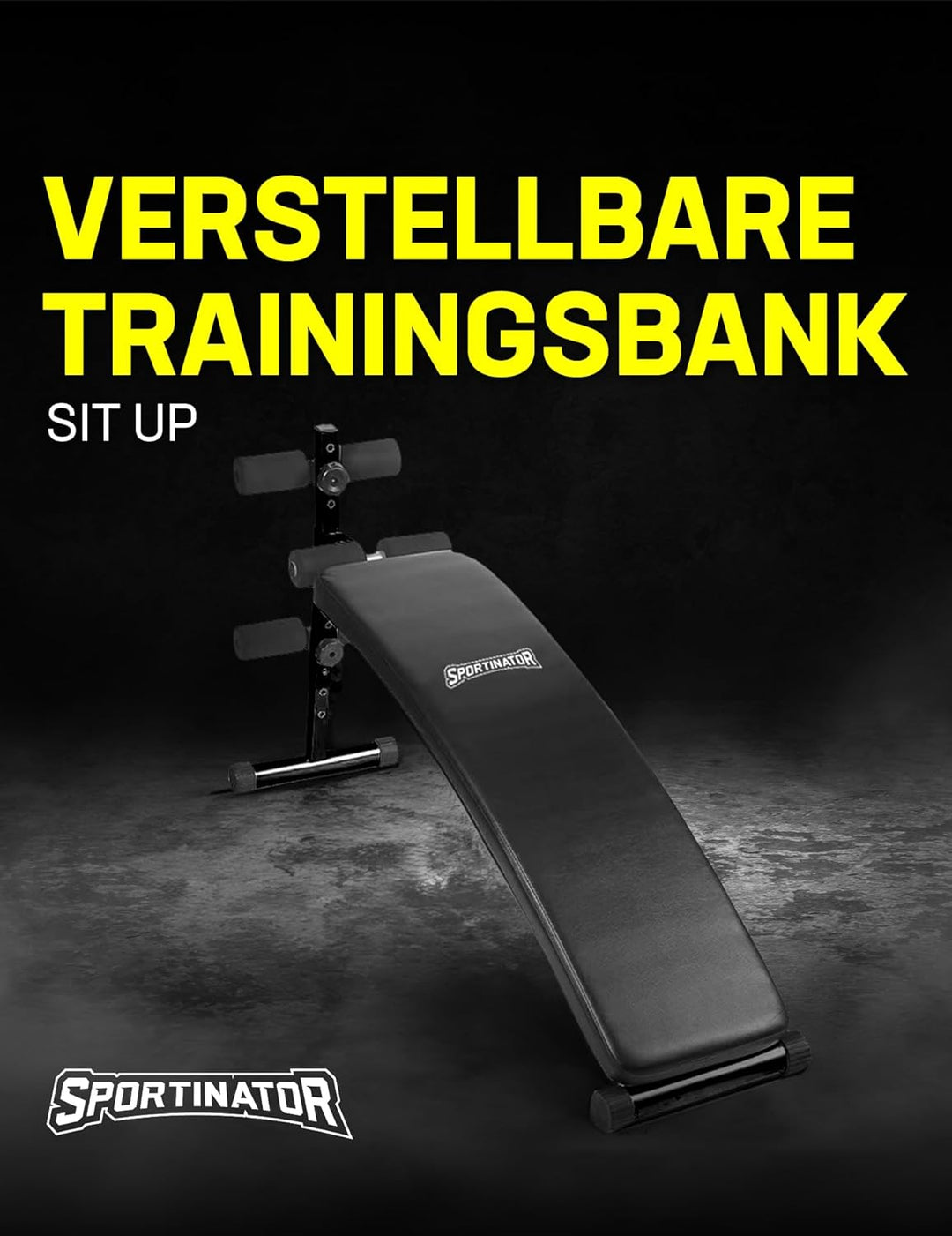 SPORTINATOR® Sit Up verstellbare Trainingsbank mit abwischbarem Kunstlederbezug, drei Halterungen, i