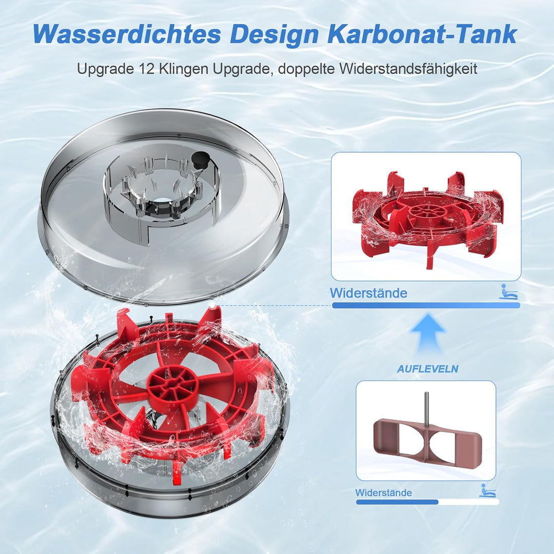Rudergerät für Zuhause, Rudergerät Wasser 150kg Gewichtskapazität, Rudergerat Wasser mit Bluetooth-F