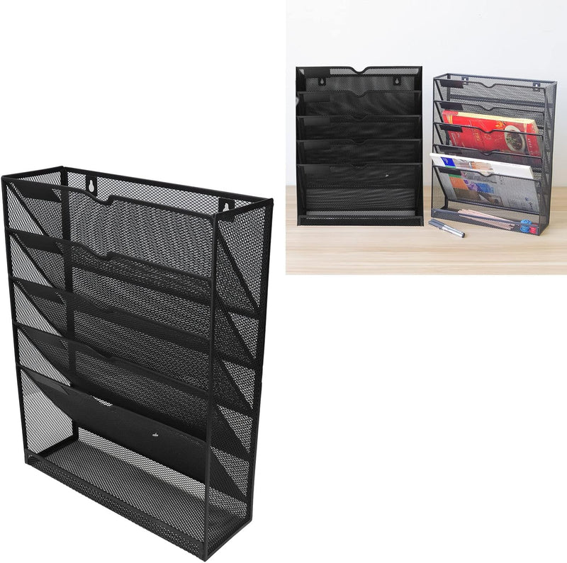 Wand-Aktenhalter, Wand-Akten-Organizer, langlebiges Metall, einfache Installation, 5 Taschen, platzs