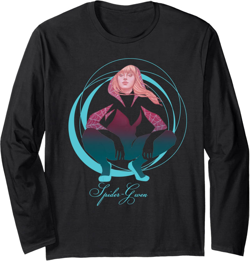 Marvel Spider-Gwen Crouching Abstract Swirl Langarmshirt