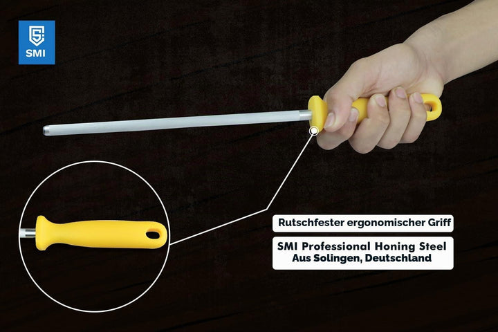 SMI Solingen Messerschärfer Wetzstahl für Messer - Messerschleifer, Schärfen, Wetzstab, Schleifstab