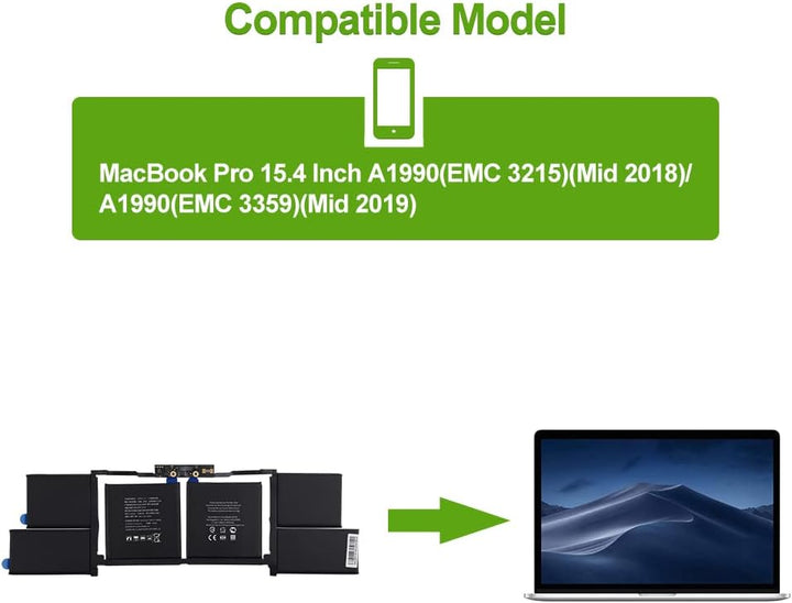 SwarKing Ersatz Akku A1953 Kompatibel mit Apple MacBook Pro 15.4 Inch A1990(EMC 3215)(Mid 2018) A199