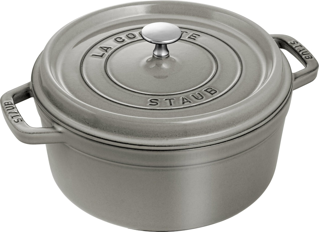 STAUB Gusseisen Bräter/Cocotte, Rund 24 cm, 3,8 L, Aromaregen Funktion für optimale Befeuchtung, Für