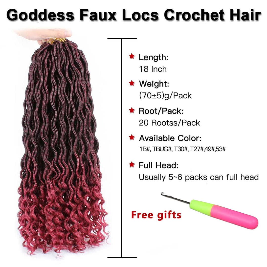 Xtrend 6Packs 18inch Crochet Braids Twist Hair Goddess Faux Locs Lockige Enden Dreadlocks Braids Syn