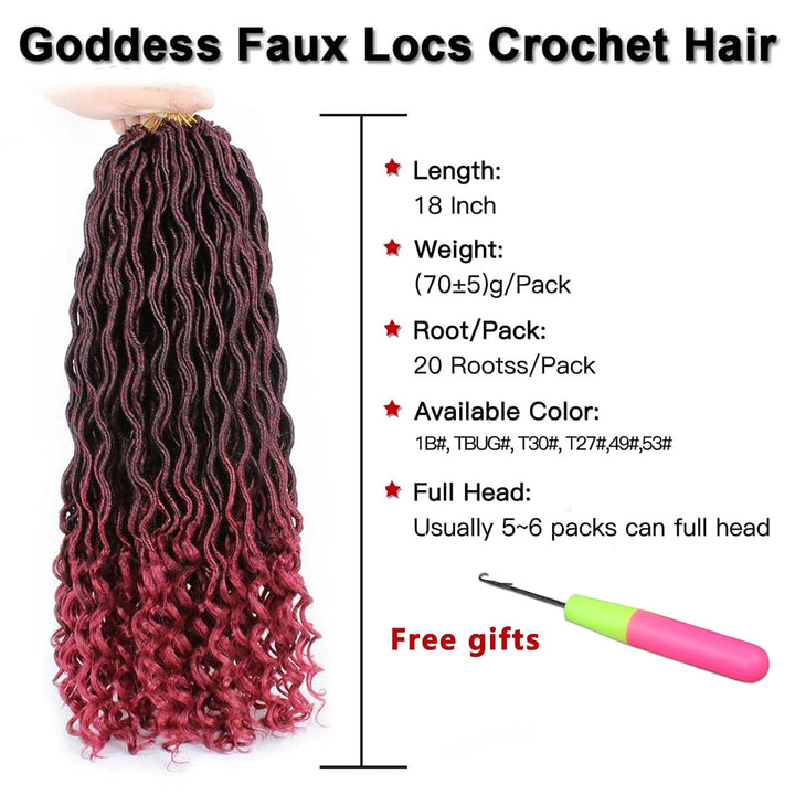 Xtrend 6Packs 18inch Crochet Braids Twist Hair Goddess Faux Locs Lockige Enden Dreadlocks Braids Syn