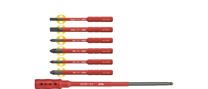 Wiha Bit Set slimBit electric gemischt mit slimBit Halter 7-tlg. (36079)